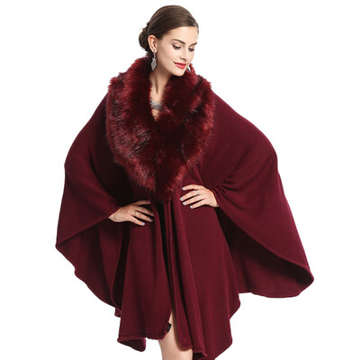 Women Furry Cape Coat Jacket Faux Fur Wrap Poncho Shawl Winter Fur Collar Bat Sleeved Coat Fashion 2019
Women Furry Cape Coat Jacket Faux Fur Wrap Poncho Shawl Winter Fur Collar Bat Sleeved Coat Fashion 2019