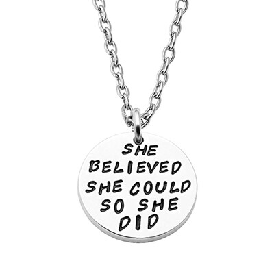 Personalized She Believed She Could So She Did Letters Pendant Necklace Silver Chain Necklaces Women Girl Gift Jewelry
Personalized She Believed She Could So She Did Letters Pendant Necklace Silver Chain Necklaces Women Girl Gift Jewelry