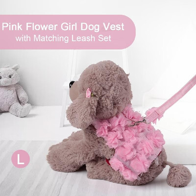 Pink Flower Girl Dog Vest Mesh Harness with Matching Leash Set Costume Dog Dress for Medium Size Female Dogs
Pink Flower Girl Dog Vest Mesh Harness with Matching Leash Set Costume Dog Dress for Medium Size Female Dogs