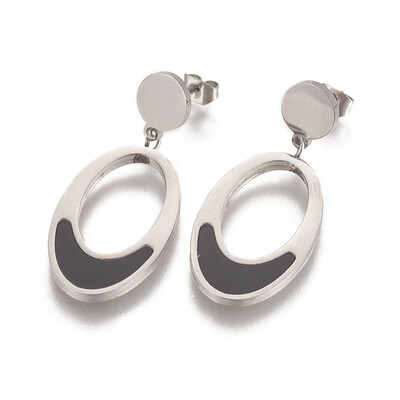 304 Stainless Steel Dangle Stud Earrings with Resin Oval Stainless Steel Color 36mm Pin 07mm
304 Stainless Steel Dangle Stud Earrings with Resin Oval Stainless Steel Color 36mm Pin 07mm