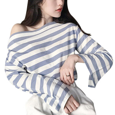 Women Top Shirt Casual Loose Long Sleeve Hip Hop Shirt Women Striped Off Shoulder Streetwear Female Clothes T Shirt
Women Top Shirt Casual Loose Long Sleeve Hip Hop Shirt Women Striped Off Shoulder Streetwear Female Clothes T Shirt
