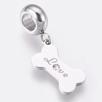 304 Stainless Steel European Dangle Beads Large Hole Pendants with Rhinestone Bone with Word Love Stainless Steel Color 25mm
304 Stainless Steel European Dangle Beads Large Hole Pendants with Rhinestone Bone with Word Love Stainless Steel Color 25mm