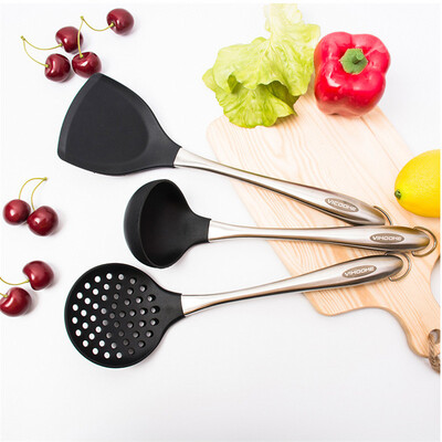 Set of 3 silicone cooking tools with wide handles including spatulasoup ladle&skimmer
Set of 3 silicone cooking tools with wide handles including spatulasoup ladle&skimmer