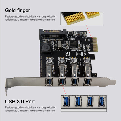 Four Ports USB 30 Super Fast 5Gbps PCI-E Expansion Card PCI Express Adapter Converter Card Power Supply Module For Desktop PC wit
Four Ports USB 30 Super Fast 5Gbps PCI-E Expansion Card PCI Express Adapter Converter Card Power Supply Module For Desktop PC wit