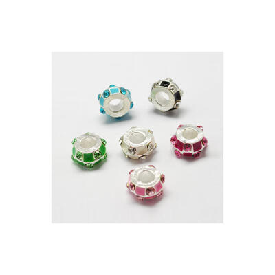 Silver Alloy Enamel European Beads with Grade A Rhinestones Large Hole Rondelle Beads Mixed Color 13x7mm Hole 5mm
Silver Alloy Enamel European Beads with Grade A Rhinestones Large Hole Rondelle Beads Mixed Color 13x7mm Hole 5mm