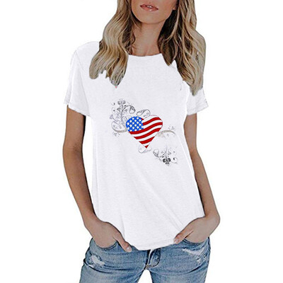 Nomeni Womens Fashionable Loose American Flag Short-Sleeved Printed T-shirt Top Blouse
Nomeni Womens Fashionable Loose American Flag Short-Sleeved Printed T-shirt Top Blouse