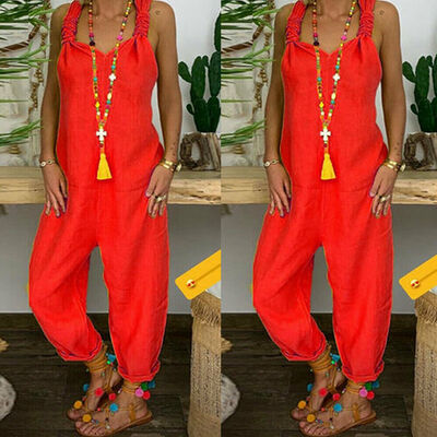 Womens Sleeveless Casual Linen Jumpsuit Loose Wide Leg Pants Strap Harem Trousers Overalls
Womens Sleeveless Casual Linen Jumpsuit Loose Wide Leg Pants Strap Harem Trousers Overalls