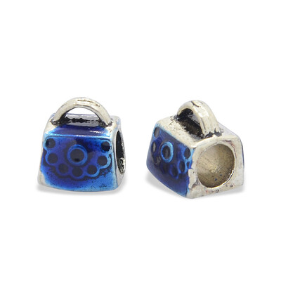 Antique Silver Tone Alloy Enamel European Beads Large Hole Beads Lady Bag Blue 10x9x85mm Hole 5mm
Antique Silver Tone Alloy Enamel European Beads Large Hole Beads Lady Bag Blue 10x9x85mm Hole 5mm