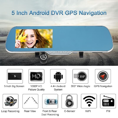 5" Android Smart System GPS Navigation Car Rearview Mirror DVR Dual Lens Front Rear 1080P 720P Camera Recorder with G-sensor Motio
5" Android Smart System GPS Navigation Car Rearview Mirror DVR Dual Lens Front Rear 1080P 720P Camera Recorder with G-sensor Motio