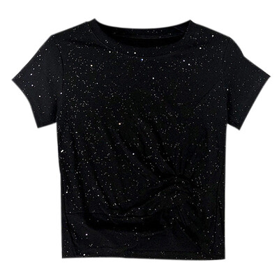 Women tshirt Summer Casual Comfortable All-match Sparkly summer t shirt Twist Knot Short Sleeve Crop T-shirt
Women tshirt Summer Casual Comfortable All-match Sparkly summer t shirt Twist Knot Short Sleeve Crop T-shirt