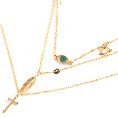 Womens Fashion Jewelry European Multi Layers Necklace With Eye Leaves Multi-layer Cross Collarbone Chain Jewelry Great Gifts
Womens Fashion Jewelry European Multi Layers Necklace With Eye Leaves Multi-layer Cross Collarbone Chain Jewelry Great Gifts