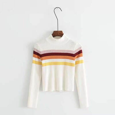 Women Fashion Sweet Colorful Striped Sweater Autumn Winter Turtleneck Knit Bottoming Top Long Sleeve Sweaters
Women Fashion Sweet Colorful Striped Sweater Autumn Winter Turtleneck Knit Bottoming Top Long Sleeve Sweaters