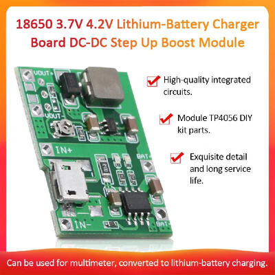 37V to 9V 18650 Lithium-Battery Charger Board DC-DC Step Up Boost Module TP4056 DIY Kit Parts
37V to 9V 18650 Lithium-Battery Charger Board DC-DC Step Up Boost Module TP4056 DIY Kit Parts