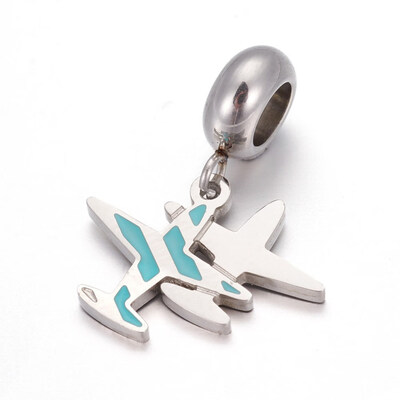 304 Stainless Steel European Dangle Beads with Enamel Large Hole Pendants Airplane Stainless Steel Color MediumTurquoise
304 Stainless Steel European Dangle Beads with Enamel Large Hole Pendants Airplane Stainless Steel Color MediumTurquoise