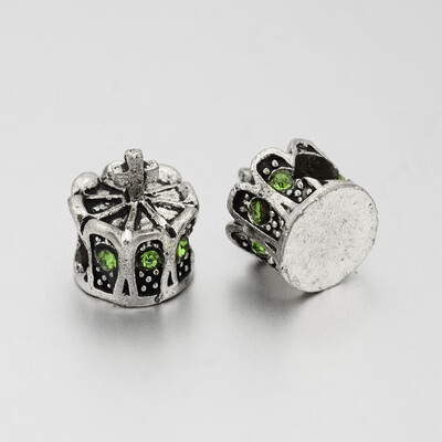 Antique Silver Plated Alloy Rhinestone European Beads Large Hole Crown Beads Peridot 13x12mm Hole 5mm
Antique Silver Plated Alloy Rhinestone European Beads Large Hole Crown Beads Peridot 13x12mm Hole 5mm