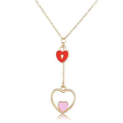Double Heart With Heart Lock Pendant Necklace For Women Korean Trendy Romantic Heart Design Wedding Jewelry Necklace For Gifts
Double Heart With Heart Lock Pendant Necklace For Women Korean Trendy Romantic Heart Design Wedding Jewelry Necklace For Gifts