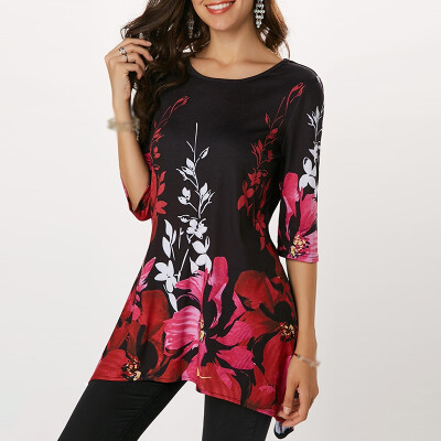 Summer Womens T-shirt Casual Floral Print Half Sleeve Round Neck Tops Blouse
Summer Womens T-shirt Casual Floral Print Half Sleeve Round Neck Tops Blouse