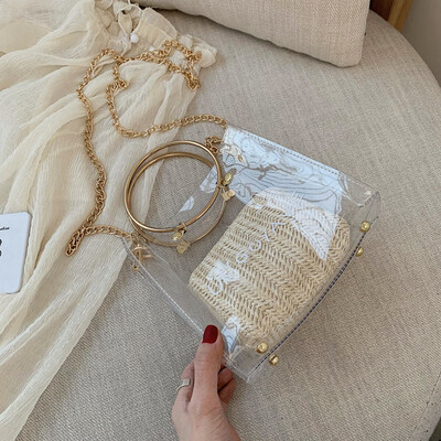 Jelly transparent bag womens new 2019 summer simple small package with a circular handbag chain satchel
Jelly transparent bag womens new 2019 summer simple small package with a circular handbag chain satchel