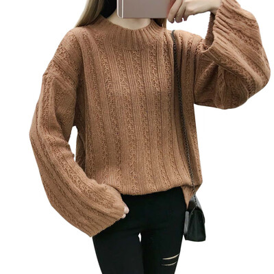 Autumn Winter Half Turtleneck Sweater Women Casual Loose Long Sleeve Knitted Sweaters Solid Warm Pullover Sweater pull femme
Autumn Winter Half Turtleneck Sweater Women Casual Loose Long Sleeve Knitted Sweaters Solid Warm Pullover Sweater pull femme