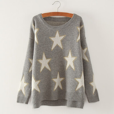 Womens western autumn&winter round neck Korean version of sweater bright silk star patterns under a fork cover sweater
Womens western autumn&winter round neck Korean version of sweater bright silk star patterns under a fork cover sweater