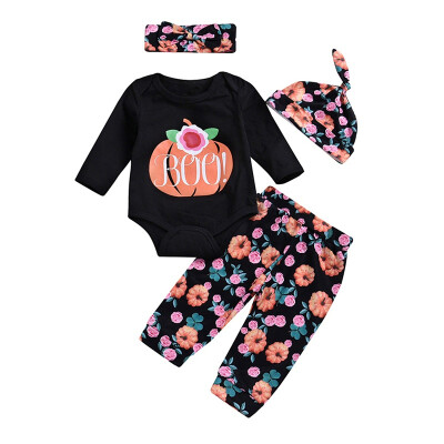 Girls Halloween Alphabet Flower Print Four-Piece Set Long Sleeve Top Pants Hat Hair Strap baby suit
Girls Halloween Alphabet Flower Print Four-Piece Set Long Sleeve Top Pants Hat Hair Strap baby suit
