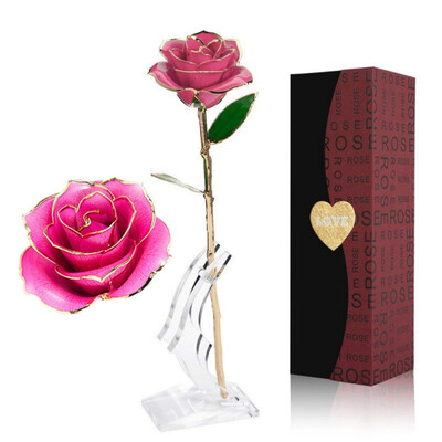 Love 24K Gold Foil Rose Permanent Flower With Bracket Gift for Valentines Day Mothers Day Anniversary Birthday Party Decor
Love 24K Gold Foil Rose Permanent Flower With Bracket Gift for Valentines Day Mothers Day Anniversary Birthday Party Decor