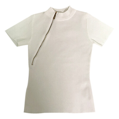 Women t shirt Summer Casual Concise Zipper women clothes Turtleneck Slim Fit Stripe Knitting Short Sleeve Tshirt
Women t shirt Summer Casual Concise Zipper women clothes Turtleneck Slim Fit Stripe Knitting Short Sleeve Tshirt