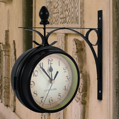 Antique Double Sided Wall Mount Metal Frame Station Clock Garden Vintage Retro Home Decor
Antique Double Sided Wall Mount Metal Frame Station Clock Garden Vintage Retro Home Decor