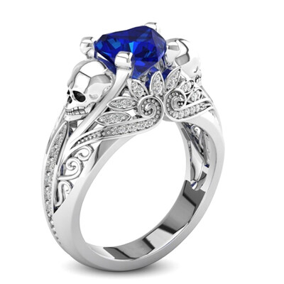 Luxury Sterling Silver Double-headed Skull Blue Sapphire Diamond Gemstone Wedding Engagement Ring
Luxury Sterling Silver Double-headed Skull Blue Sapphire Diamond Gemstone Wedding Engagement Ring