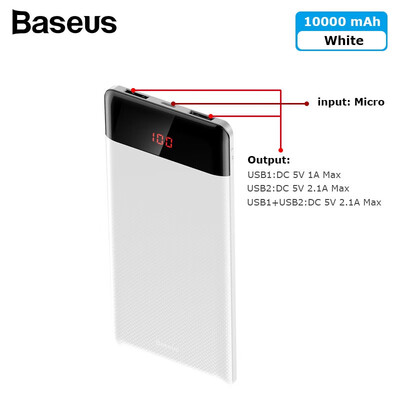 Baseus Mini Cu digital display screen 10000mAh Power Bank for mobile phone portable thin&light powerbank with dual USB output
Baseus Mini Cu digital display screen 10000mAh Power Bank for mobile phone portable thin&light powerbank with dual USB output