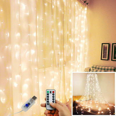 Siaonvr Curtain Stripe Lights 300LED 8 Modes Warm White Fairy String Lights Decoration
Siaonvr Curtain Stripe Lights 300LED 8 Modes Warm White Fairy String Lights Decoration