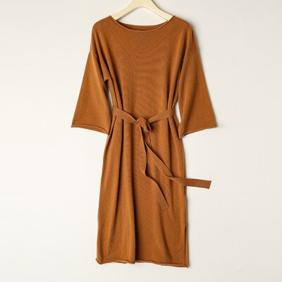 Card&Geese cashmere sweater solid color round neck new female sweater loose long dress with belt 10540
Card&Geese cashmere sweater solid color round neck new female sweater loose long dress with belt 10540