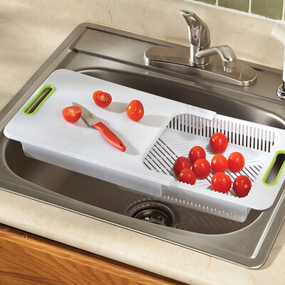 Multi-Function Retractable Cutting Chopping Board with Vegetable Drain Basket Over Sink for Vegetable Fruit Meat Home Kitchen
Multi-Function Retractable Cutting Chopping Board with Vegetable Drain Basket Over Sink for Vegetable Fruit Meat Home Kitchen