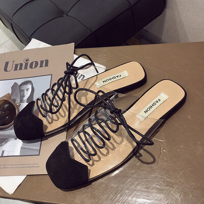 Slipper women 2019 spring new fashion transparent plastic square lace-up slippers Korean version of flat-bottomed Mueller shoes ti
Slipper women 2019 spring new fashion transparent plastic square lace-up slippers Korean version of flat-bottomed Mueller shoes ti