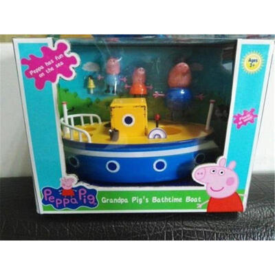 Xmas Peppa Pig Grandpa Pigs Boat Playset Toy 3 Figures Toy Kids Girls Baby Gift