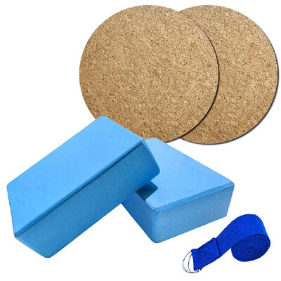 5pcs Yoga Equipment Set EVA Yoga Blocks Cotton Stretching Strap Non-slip Yoga Knee Pad Fitness Exercise Pilates Equipment Kit
