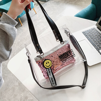 Net red bag 2019 new spring&summer simple transparent bag new jelly tote bag Korean portable messenger bag
Net red bag 2019 new spring&summer simple transparent bag new jelly tote bag Korean portable messenger bag