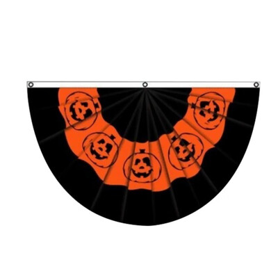 Semicircular Halloween Flag Polyester Pumpkin Printed Pleated Fan Banner With Metal Grommets
Semicircular Halloween Flag Polyester Pumpkin Printed Pleated Fan Banner With Metal Grommets