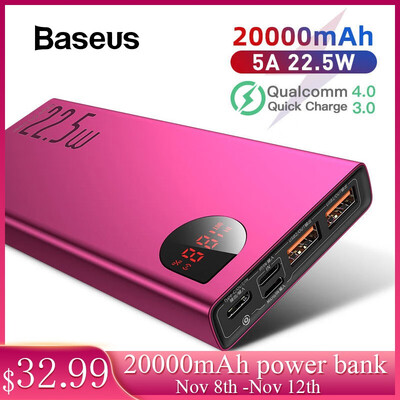 Baseus SCP Adaman Metal Digital Display Quick Charge 20000mAh Power Bank for iPhone 11HuaweiSamsungXiaomi with QC30PD30
Baseus SCP Adaman Metal Digital Display Quick Charge 20000mAh Power Bank for iPhone 11HuaweiSamsungXiaomi with QC30PD30