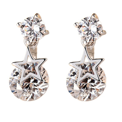 Korean Fashion Female 925 Sterling Silver Earrings Double Diamond Earrings Color Silver
Korean Fashion Female 925 Sterling Silver Earrings Double Diamond Earrings Color Silver