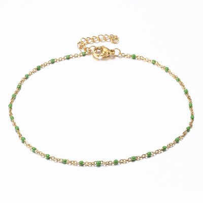 304 Stainless Steel Cable Chain Anklets with Enamel Links Golden LawnGreen 9"230mm 15mm
304 Stainless Steel Cable Chain Anklets with Enamel Links Golden LawnGreen 9"230mm 15mm