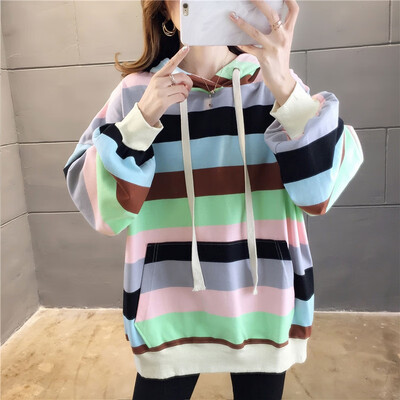 Lady Fashion LovelyHarajuku Rainbow Stripe Hoodies Sweatshirt Loose Korean Style Kawaii Warm Autumn Pullover Hooded Clothing
Lady Fashion LovelyHarajuku Rainbow Stripe Hoodies Sweatshirt Loose Korean Style Kawaii Warm Autumn Pullover Hooded Clothing