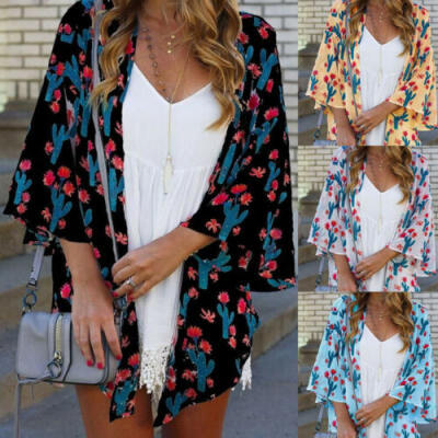 Boho Women Floral Long Jacket Kimono Cardigan Cape Beach Tops Bikini Cover Shirt
Boho Women Floral Long Jacket Kimono Cardigan Cape Beach Tops Bikini Cover Shirt