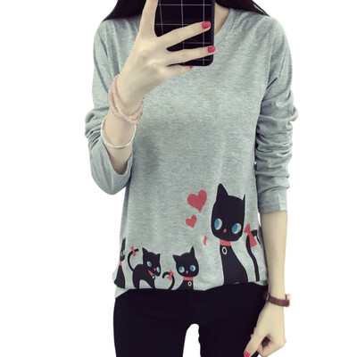Autumn Casual Women T Shirt Harajuku Kawaii Cute Style Cats Print T-shirt Women Round Neck Long Sleeve Basic Tops
Autumn Casual Women T Shirt Harajuku Kawaii Cute Style Cats Print T-shirt Women Round Neck Long Sleeve Basic Tops