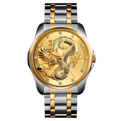 SKMEI 9193 Dragon Totem Quartz Wristwatch Business Calendar Watch With Stainless Steel Strap For Men
SKMEI 9193 Dragon Totem Quartz Wristwatch Business Calendar Watch With Stainless Steel Strap For Men