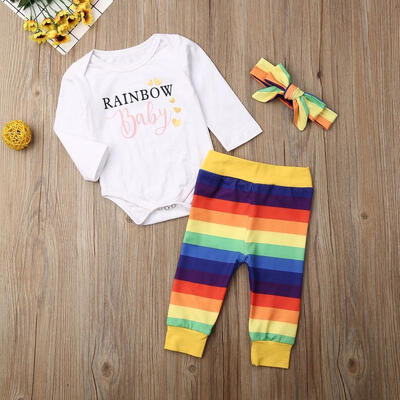 Rainbow 3PCS Infant Baby Girl Outfits White Cotton Long Sleeve Bodysuits Tops Colored Striped Pants Headband 0-24 Months
Rainbow 3PCS Infant Baby Girl Outfits White Cotton Long Sleeve Bodysuits Tops Colored Striped Pants Headband 0-24 Months