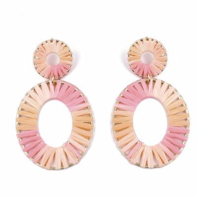 Handmade Raffia Woven Dangle Stud Earrings with Alloy Findings Oval Colorful 95x535mm Pin 08mm
Handmade Raffia Woven Dangle Stud Earrings with Alloy Findings Oval Colorful 95x535mm Pin 08mm