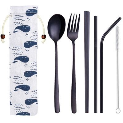 Portable Travel Dinneware Set Stainless Steel Spoon Straws Chopsticks Fork Set With Linen Bag Kitchen Tableware
Portable Travel Dinneware Set Stainless Steel Spoon Straws Chopsticks Fork Set With Linen Bag Kitchen Tableware