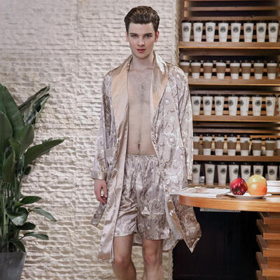 Spring Summer Long-sleeved Print Turn-down Collar Silk Satin Robe Mens Bathrobe Nightgown Home Pajamas WP777
Spring Summer Long-sleeved Print Turn-down Collar Silk Satin Robe Mens Bathrobe Nightgown Home Pajamas WP777