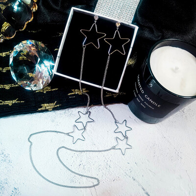 2019 latest design brand creative long five-pointed star necklace earrings one-piece generous minimalist gifts for women
2019 latest design brand creative long five-pointed star necklace earrings one-piece generous minimalist gifts for women